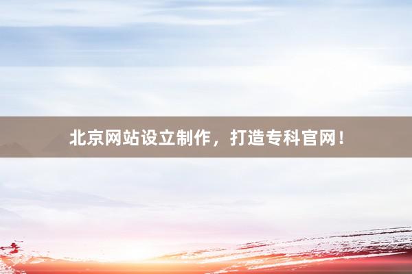 北京网站设立制作，打造专科官网！